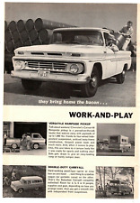 1962 Print Ad Chevrolet Ramside Pickup Double Duty Carryall Trucks Suburban picture