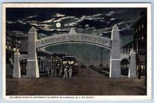 1918 NORTH WILDWOOD NJ ARCH ENTRANCE AT NIGHT ATLANTIC AVENUE ANTIQUE POSTCARD picture