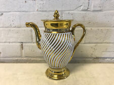 Antique 19th Century Old Paris Deroche Porcelain Gold & White Teapot picture