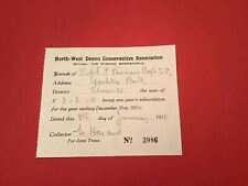 North West Devon  Conservative Association 1935 Barnstable receipt R35019 picture