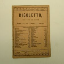 Antique Vintage Verdi's Opera Rigoletto Words Italian English Oliver Ditson  picture