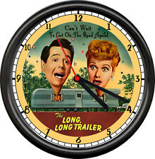 RV Camping Travel Trailer Long Camper On The Road Again Retro Sign Wall Clock picture