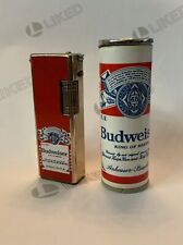 Vintage Lilly Budweiser Butane Side-Strike Lighter & Can Japan Lot Of 2 Used picture