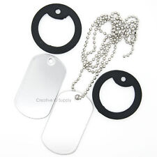 500 MATTE STAINLESS STEEL DOG TAGS, S/S BALL CHAIN NECKLACE, SILENCER REPAIR KIT picture