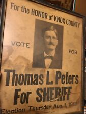 Antique Knoxville Tn 1912 Sheriff Poster.  Thomas L Peters original rare picture