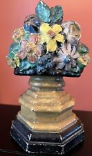 Vintage Hubley Basket of Flowers Cast Iron Door Stop 6