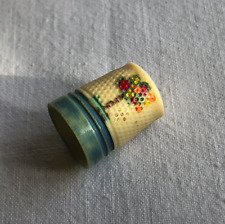 Vintage Thimble Hand Painted Colourful Tree Fruit Tree Bush Celluloid England picture