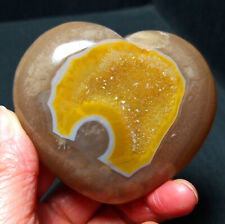 TOP 150G Natural Polished Silk Banded Agate Geode Quarte Heart Healing YWD269 picture
