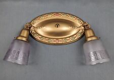 Antique Ceiling Light Fixture, 1920's - 30's, Restored, Greek Key Glass Shades picture