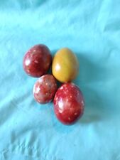 Vtg Set Of Dyed Colored Stone Granite Eggs Red Yellow 4 Pieces Cottagecore picture