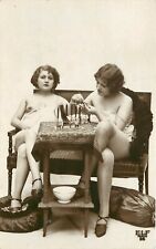 c1920s French RPPC Postcard; 2 Partially Nude Women on Settee, ELF Paris 36 picture