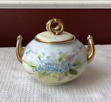Antique W A Pickard Hand Painted China Sugar Bowl, Blue Flower-design picture