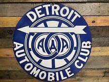 DETROIT AUTOMOBILE CLUB VINTAGE PORCELAIN SIGN AAA ASSOCIATION CAR TRUCK 30” USA picture