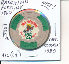 $25 CASINO CHIP -RANCHINN ELKO NV 1960 H&C(CJ) #E2221 OBS CLOSED 1980 NICE CHIP picture