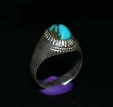 Stunning Vintage Near Eastern Natural Turquoise Stone Silver Ring from 1935 picture