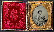 Lovely 1854 Ambrotype SARAH HOLBROOK O’DELL ID Full Case Photo w Identification picture