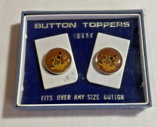 Vintage Swank Button Toppers Metal Gold-Tone Hinged Dog Design picture