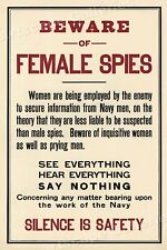 Beware Female Spies Silence Unusual 1915 WW1 Espionage Poster - 16x24 picture
