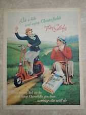 C.1937 Chesterfield Cigarettes. Beautiful Woman on Scooter Man With Tophat  picture