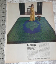 1968 Sears Roebuck Vintage Print Ad Carpet Rugs Mediterranean Wool Pretty Lady picture