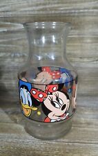 Vintage Disney Mickey, Minnie & Donald Glass Juice Container Bottle Carafe picture