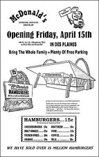 McDonald's 1955 Grand Opening 11X17 Poster - Des Plaines Illinois Speedee Kroc picture