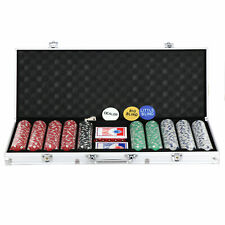 Chips Poker Dice Chip Set Texas Blackjack Cards Game w/ Aluminum Case 500PCS picture