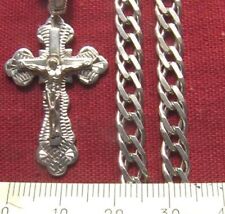Vintage Italy Necklace Icon Cross Chain Sterling Silver 925 Jewelry Unique 25.43 picture