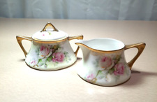 Royal Munich Z.S. And Co. Bavaria Porcelain Cream And Sugar Set With Pink Roses picture