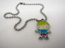 Vintage Keychain Charm: Small Cartoon Child Boy Blue Shirt Blond Hair picture
