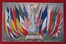 ANTIQUE POSTCARD 1918 WWI FOR FREEDOM PATRIOTIC WAR ALLIED IN HONOUR #1 picture