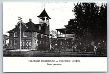 VINTAGE TELFORD PA FIREHOUSE TELFORD HOTEL PENN AVENUE UNPOSTED POSTCARD P4079 picture