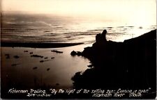 RP Postcard Fishermen Trolling Setting Sun in Klamath River Mouth California picture