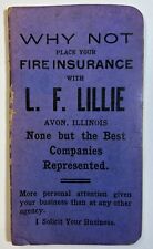 L. F. Lillie Avon, Illinois Insurance Company Advertising Notebook, IL Ephemera picture