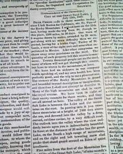 MORMONS Mormonism Salt Lake City Utah Creation & Calif. Gold Rush 1849 Newspaper picture