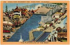 Ocean Park California Amusement Pier Playground of the West VTG Linen Postcard picture
