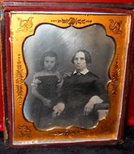 1/6th size Daguerreotype of mom and daughter in half case picture