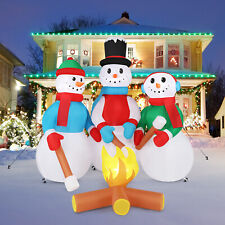 6ft Tall Lighted Inflatable Christmas Snowman Family with Campfire picture