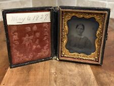 ANTIQUE 1827 AMBROTYPE DAGUERREOTYPES PHOTO IN WOOD COMPACT  (17C) picture
