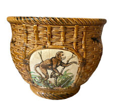 Ceramic Woven Basket Planter Vase Design Monkey Monkies Decor picture