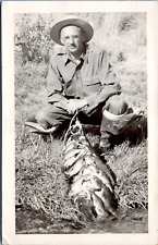 RPPC - Unknown Man, String of Bass - 1948 Photo Postcard - Fish Fishing picture