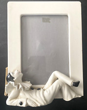Vintage Pierrot Mime Clown Picture Frame Porcelain 3D Figurine Harlequin Sigma picture