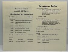 Rosalynn Carter Signed Ordination Day Bulletin From Maranatha Baptist Church picture