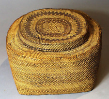 Antique Native American Makah Covered Basket c. 1910 picture