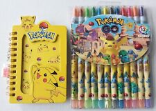 Pokemon twist-up crayons set of 12 plus mini Pikachu notebook with pop-up page picture