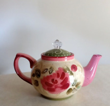 Julie Ueland Enesco Teapot with Lid Floral Pink Glossy Handle Modern Decor picture