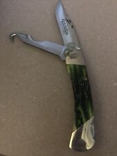 Remington Heritage Green Jigged Bone  Big game Pocket knife And Saw Hook picture