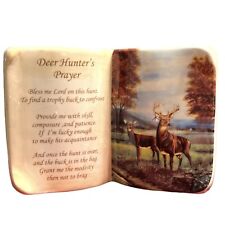 Deer Hunters’ Prayer  Vintage Ceramic Open Book Vintage Glossy Gift picture