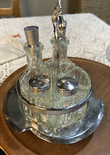 Vintage Castor Condiment Set with Caddy Glass Chrome picture