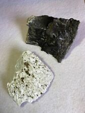 Solid Black HORNBLENDE and White BARITE with CHALCOPYRITE CRYSTALS 100% Superb picture